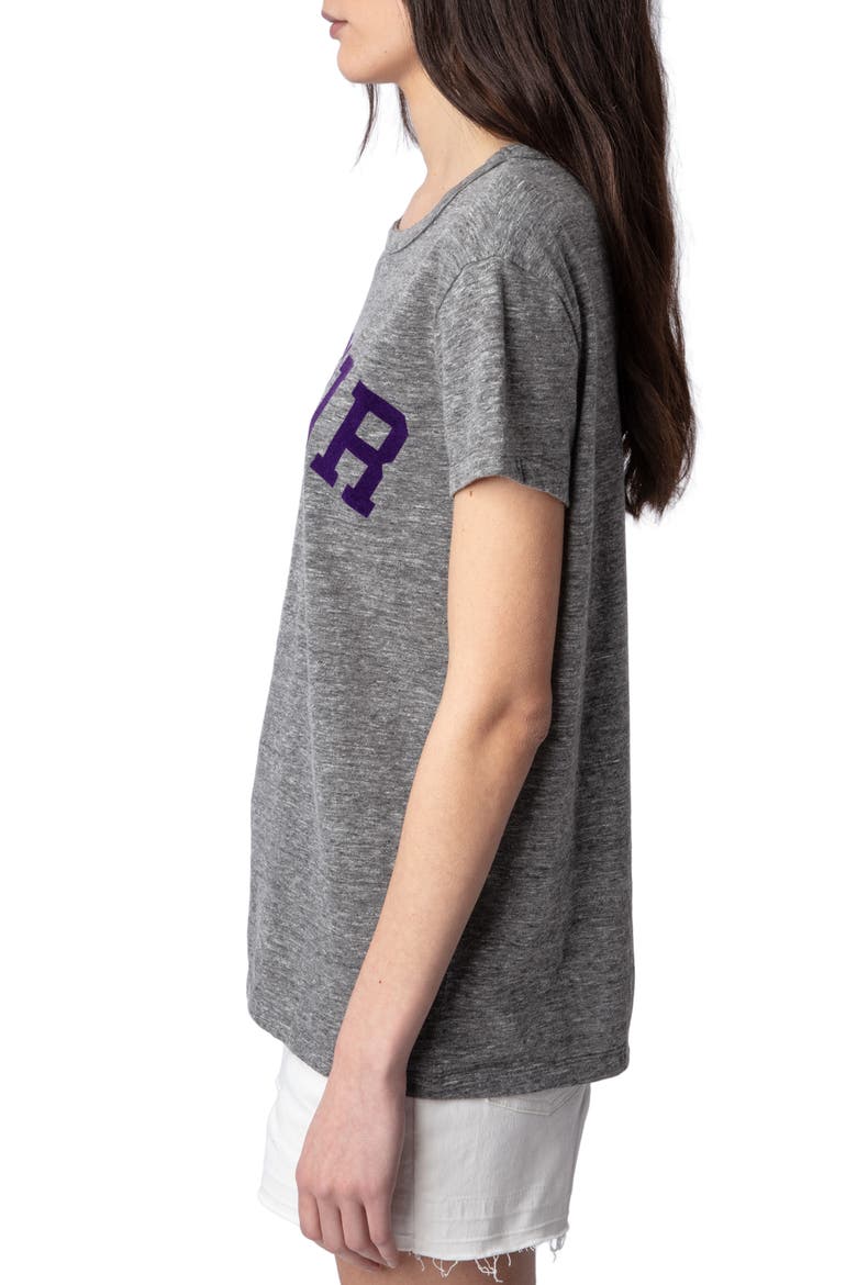Flamme Amour Cotton Blend T-Shirt, Alternate, color, GRIS CHINE