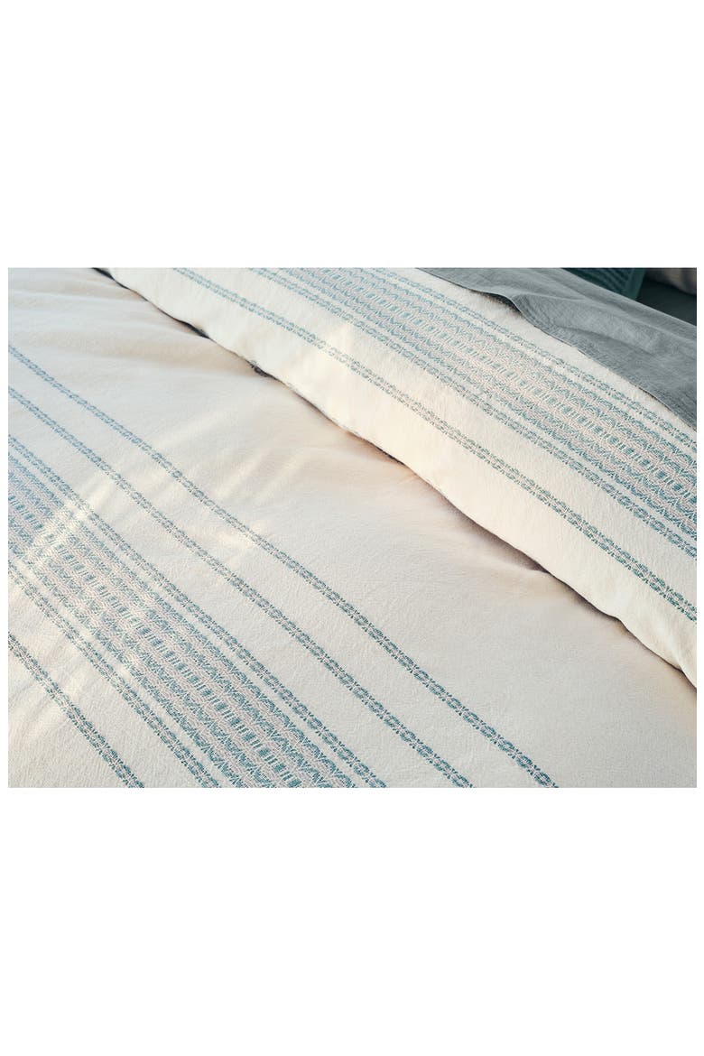 Rippled Stripe Organic Cotton Duvet Cover, Alternate, color, UNDYED W/ SURF