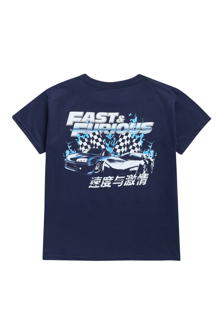 Kids' Fast and Furious Kanji Cotton Graphic T-Shirt, Alternate, color, NAVY