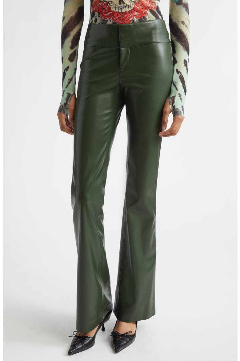 Olivia Faux Leather Pants, Main, color, DARK OLIVE