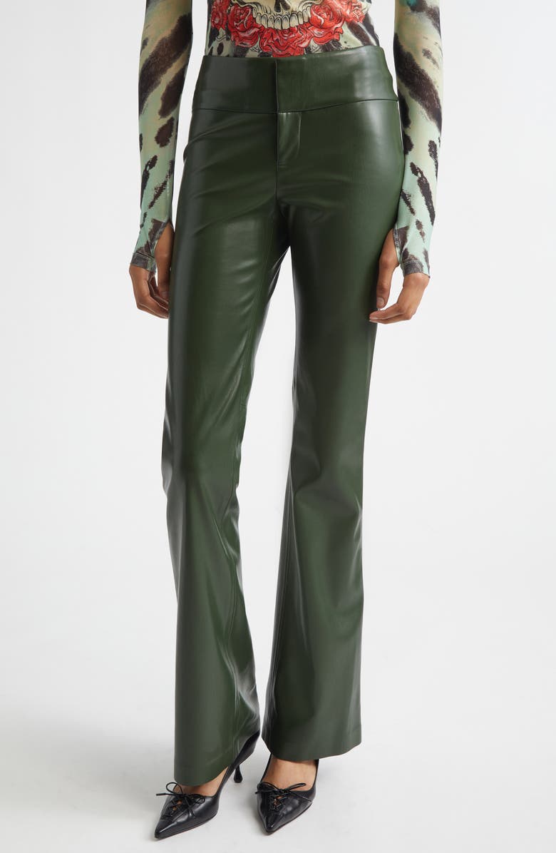 Alice + Olivia Olivia Faux Leather Pants, Main, color, Dark Olive