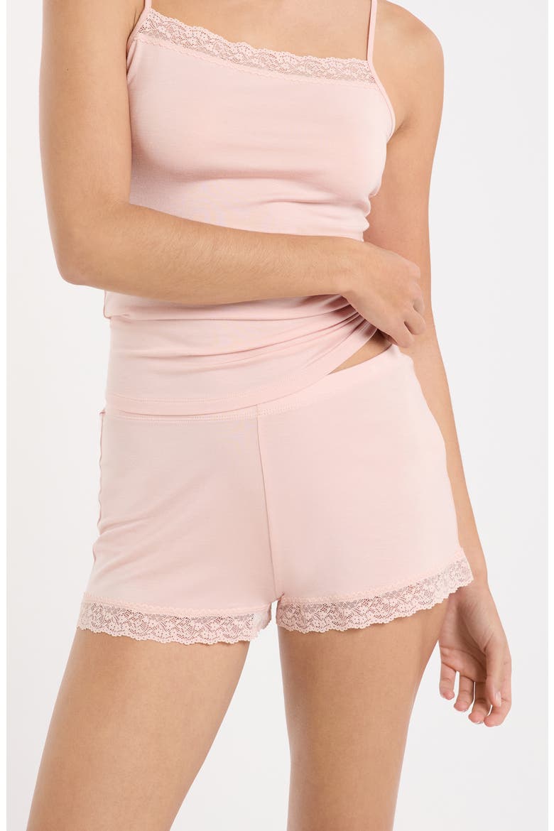 Kitty Lace Trim Shorts, Alternate, color, POWDER PINK