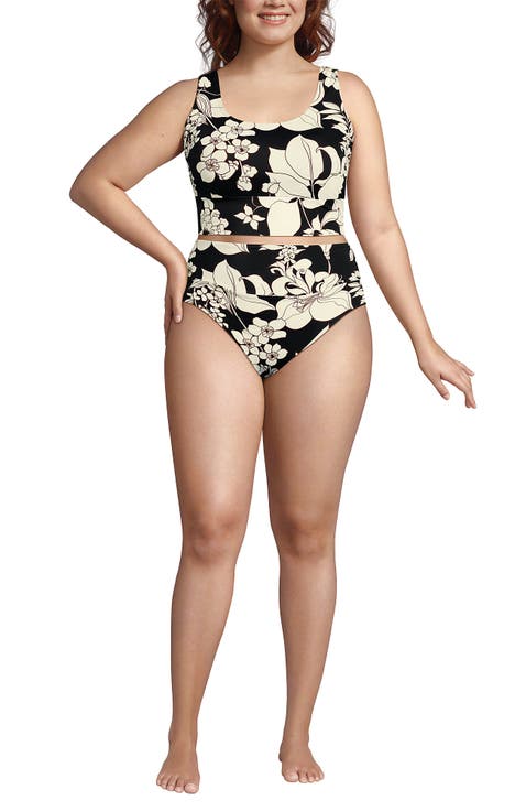 Tugless Tankini Top and High Waisted Bottom Swimsuit Set