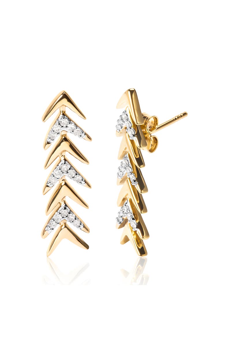 Haus of Brilliance 18K Yellow Gold Plated Silver 1/5 Ct Diamond Chevron Arrow Stud Earring, Alternate, color, Yellow