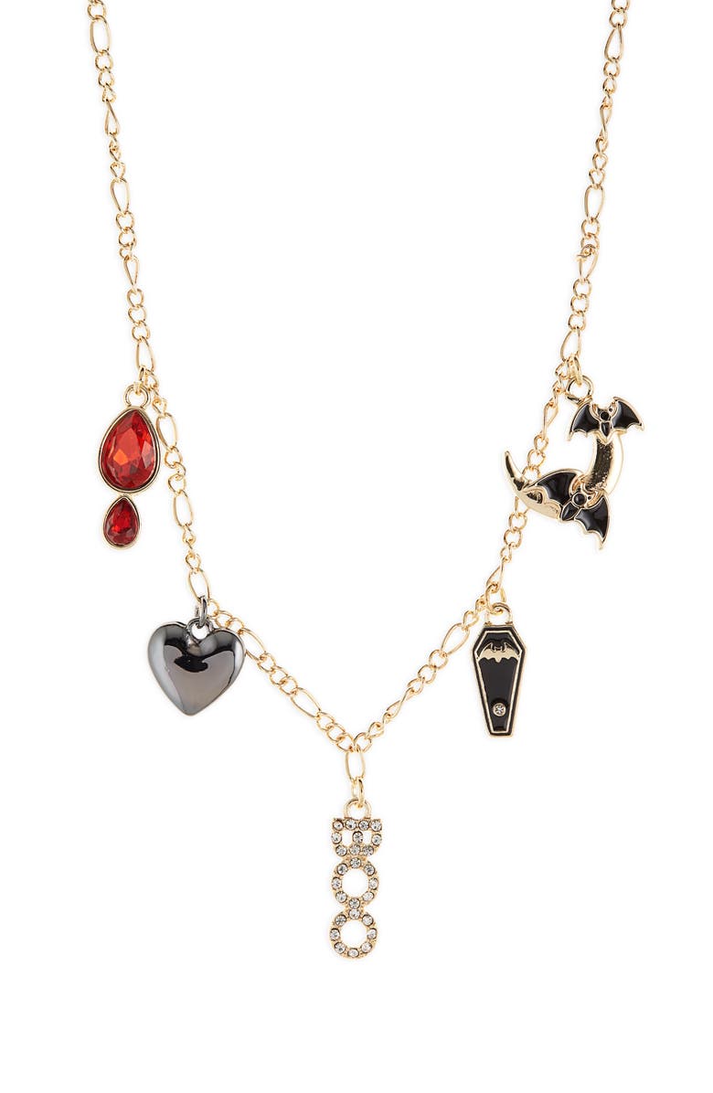 BaubleBar Halloween Charm Necklace, Alternate, color, Gold Multi