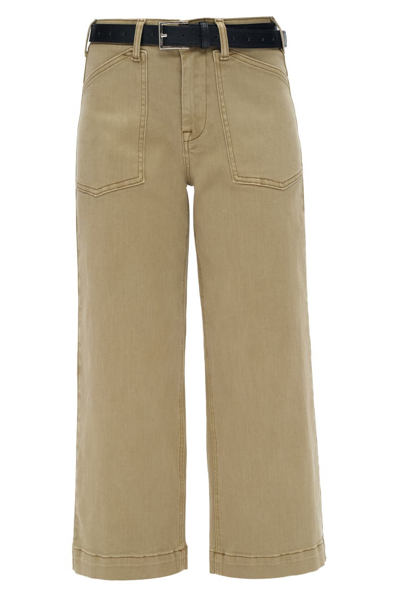 Patch Pocket Mid Rise Crop Wide Leg Jeans, Alternate, color, OLIVE