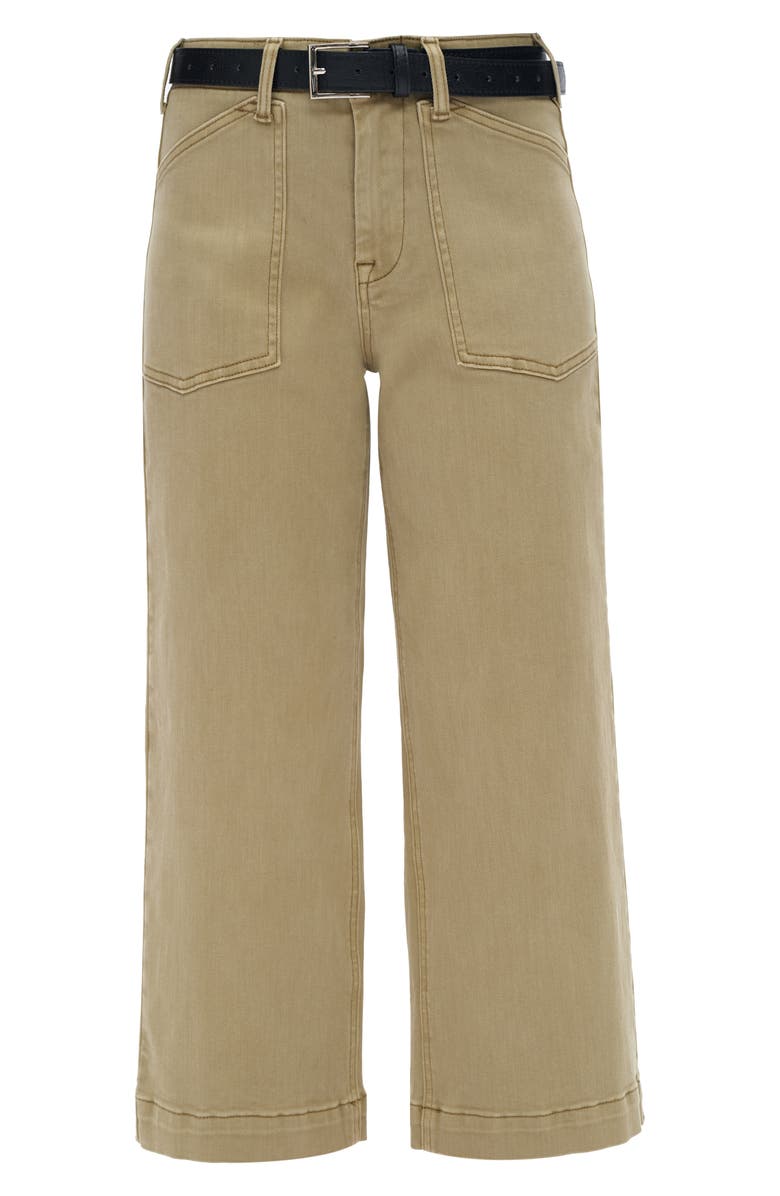 Bayeas Patch Pocket Mid Rise Crop Wide Leg Jeans, Alternate, color, Olive