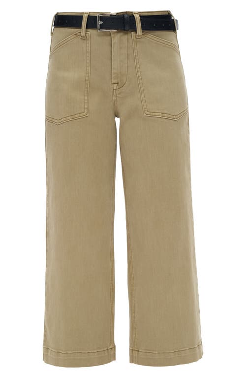 Bayeas Patch Pocket Mid Rise Crop Wide Leg Jeans In Green