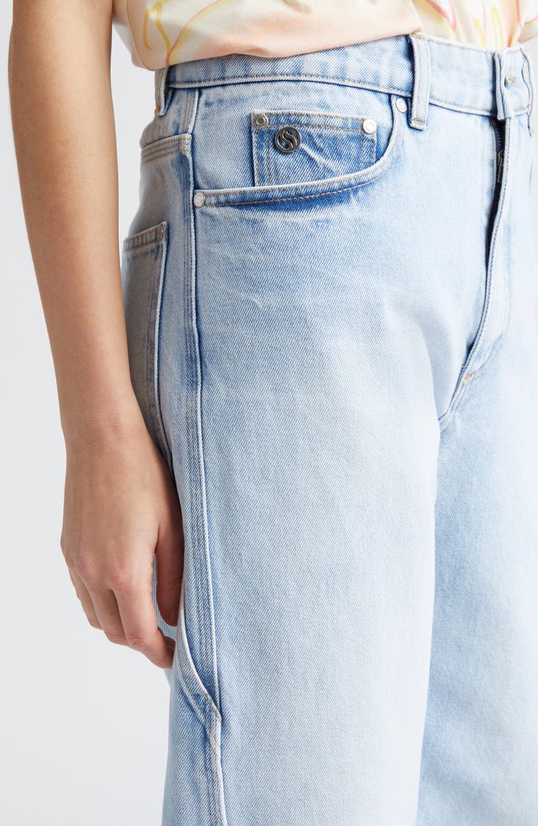 Stella McCartney High Waist Raw Released Hem Banana Leg Utility Jeans, Alternate, color,