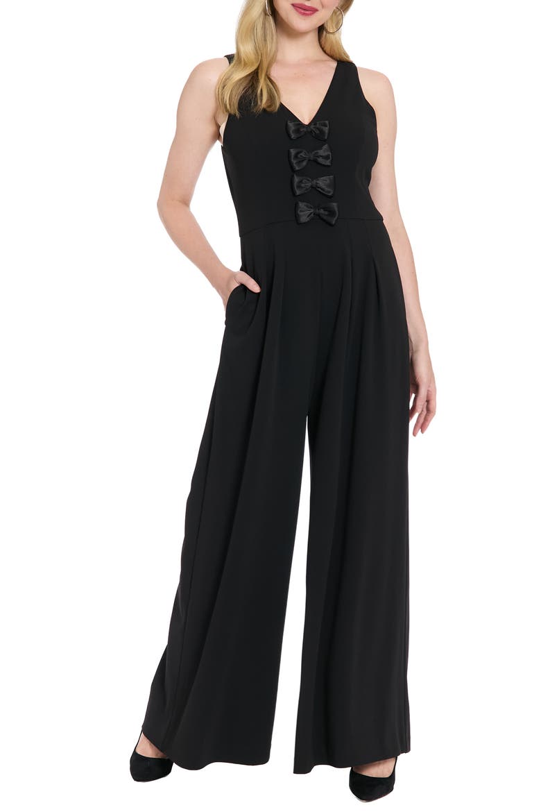 Bowtie Wide Leg Jumpsuit, Main, color, BLACK/ BLACK