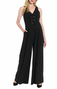 London Times Bowtie Wide Leg Jumpsuit