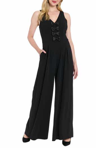London Times Bowtie Wide Leg Jumpsuit