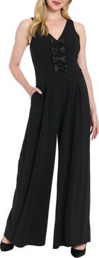 London Times Bowtie Wide Leg Jumpsuit