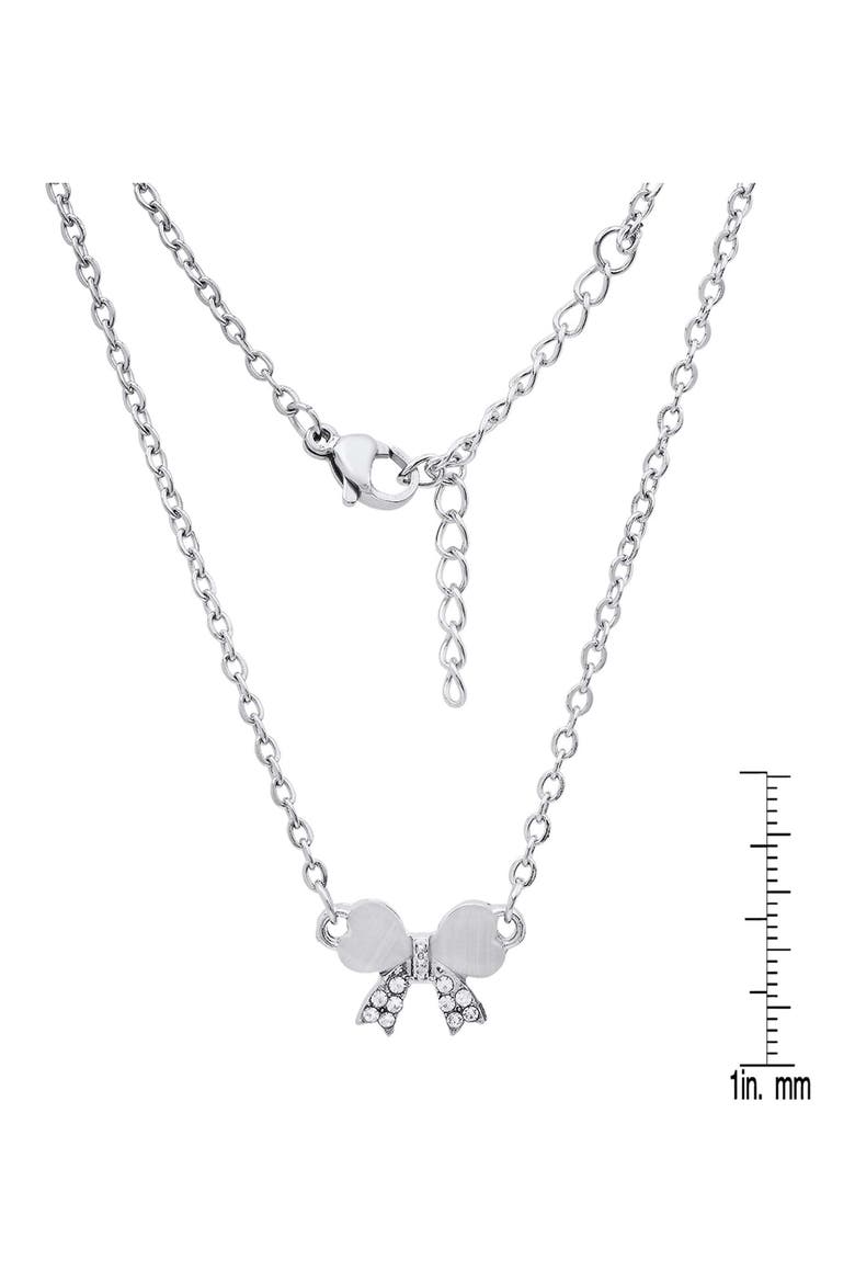 Simulated Crystal Bow Pendant Necklace, Alternate, color, SILVER