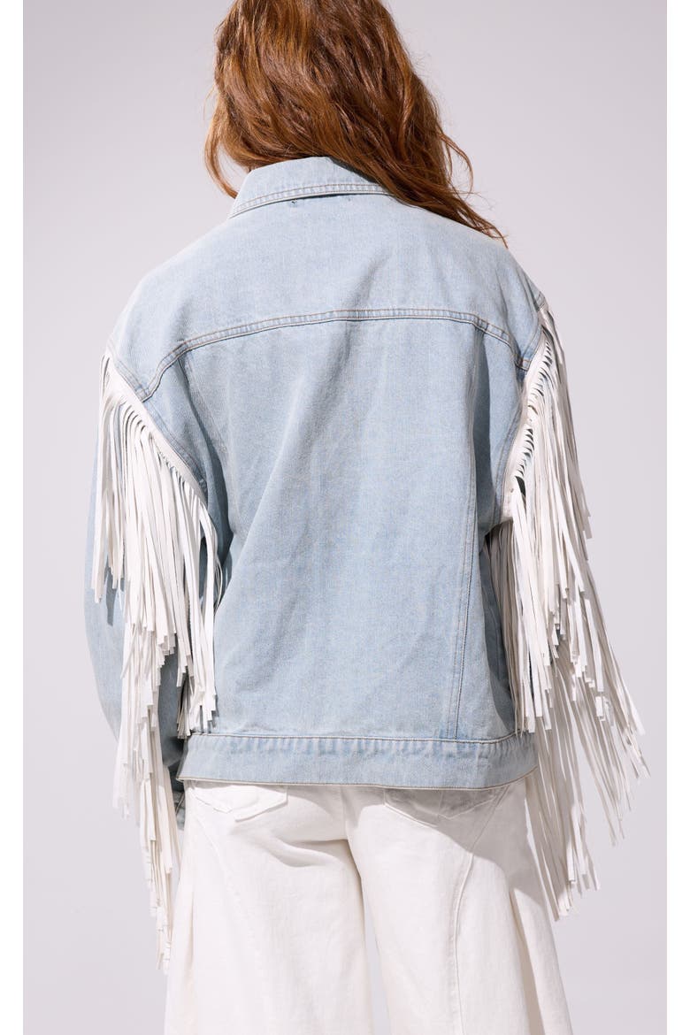 Arla Fringe Jacket, Alternate, color, DENIM