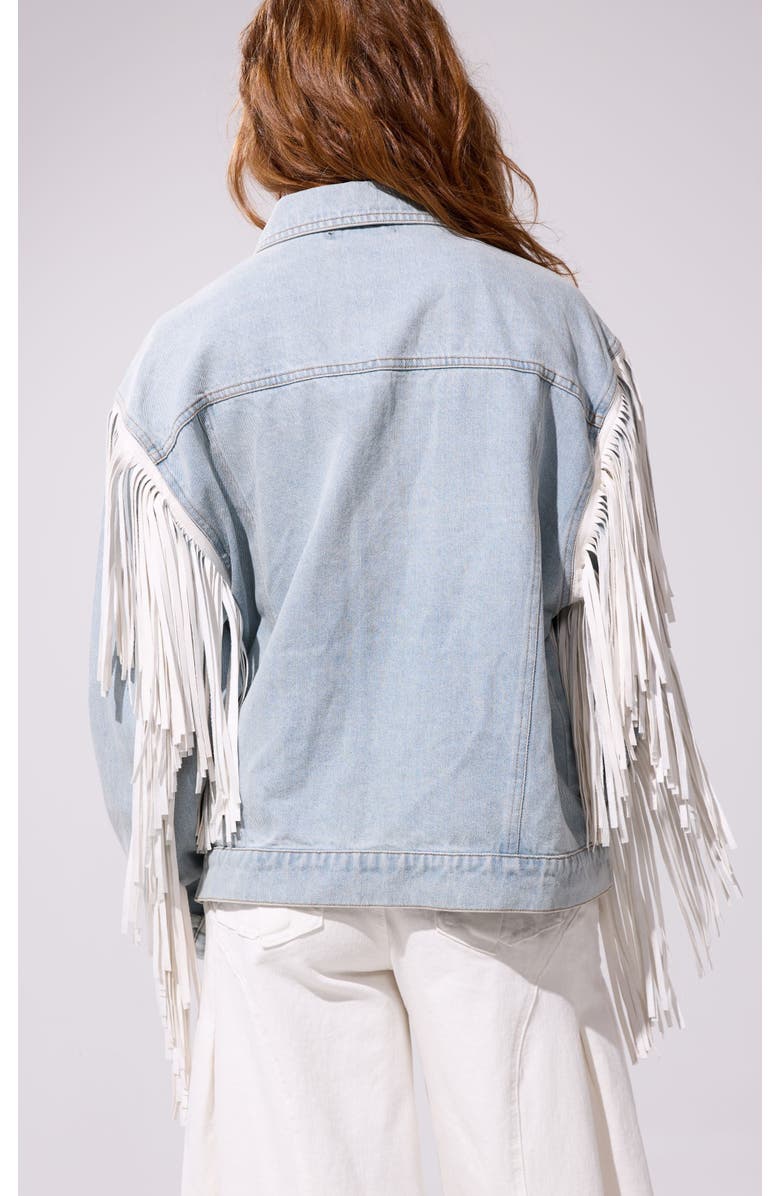 AZALEA WANG Arla Fringe Jacket, Alternate, color, Denim
