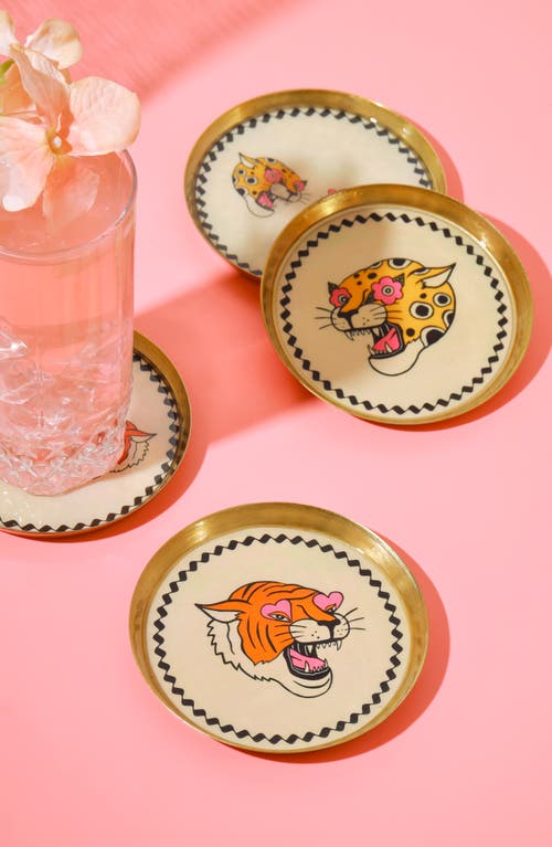 Tiramisu Set Of 4 Metal Coasters In Neutral