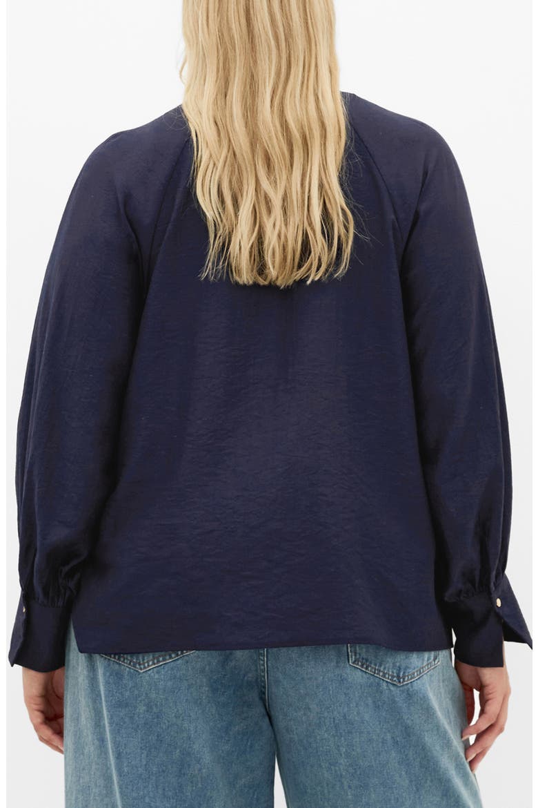 Kelsey Bow Neck Long Sleeve Crepe Top, Alternate, color, NAVY