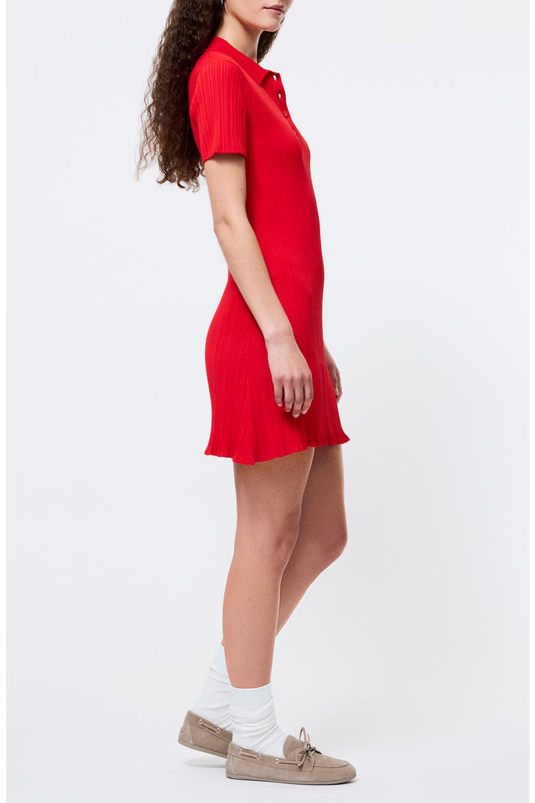 Crinkle Knit Polo Minidress, Alternate, color, 60-MARS RED
