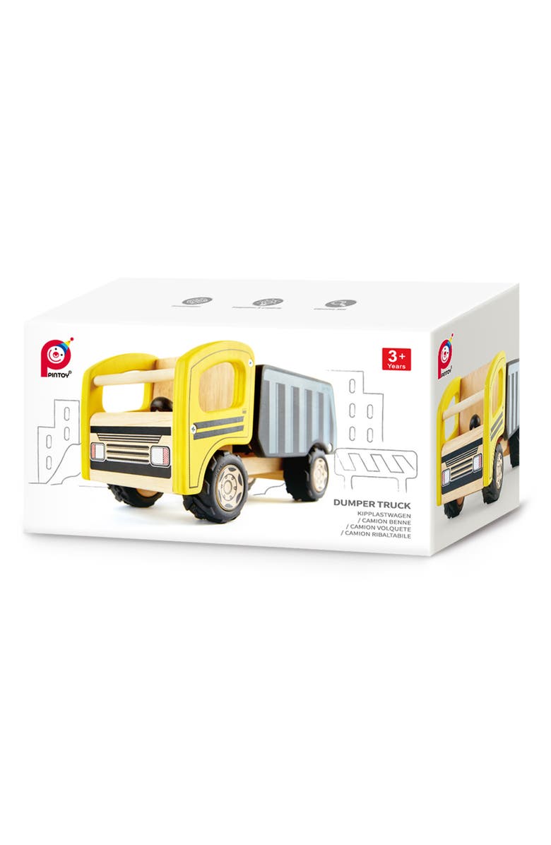 Pintoy Wood Toy Dump Truck, Alternate, color, Yellow