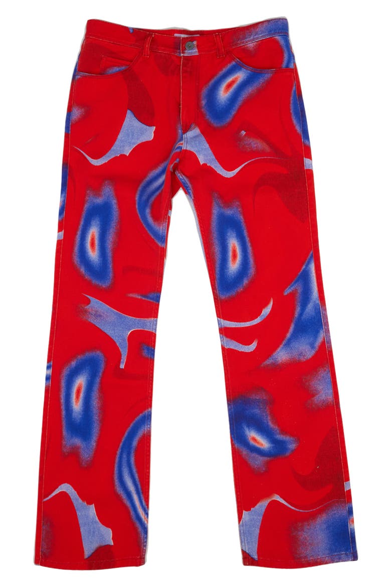 Unisex Print Straight Leg Jeans, Alternate, color, BLUE