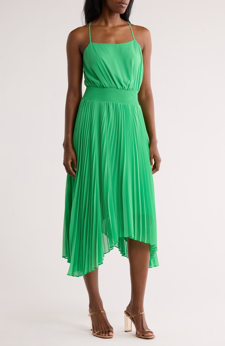 Halogen<sup>®</sup> Cross Back Pleated Dress, Main, color, 