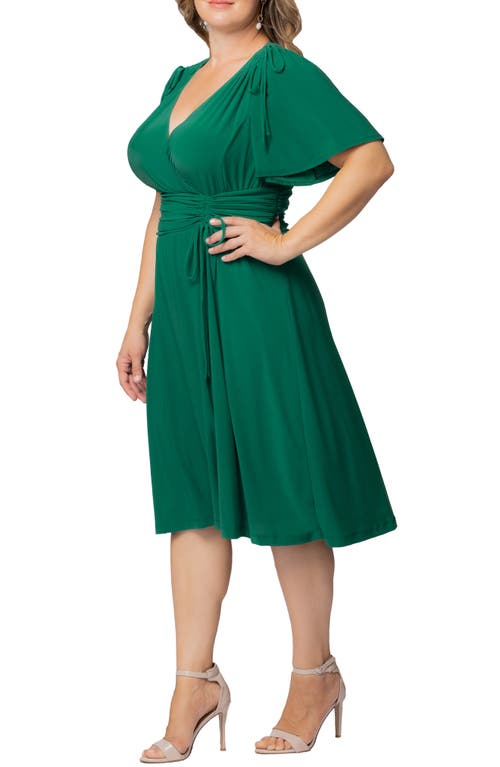 Kiyonna Jemma Ruched Tie Dress In Clover Green
