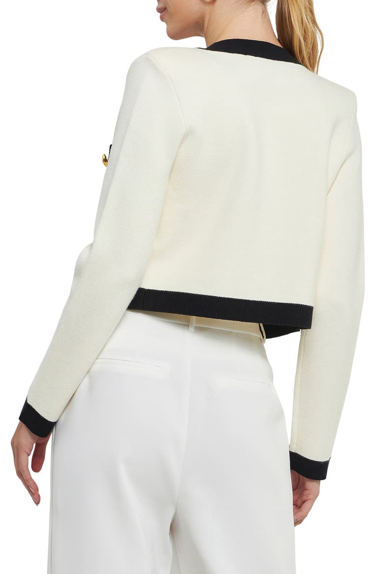 Contrast Edge Cardigan, Alternate, color, CREAM/BLACK