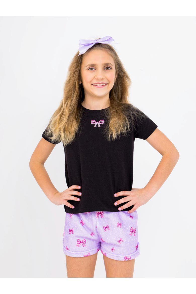 Plush Holiday Bows loungewear Shorts, Main, color, Lavender