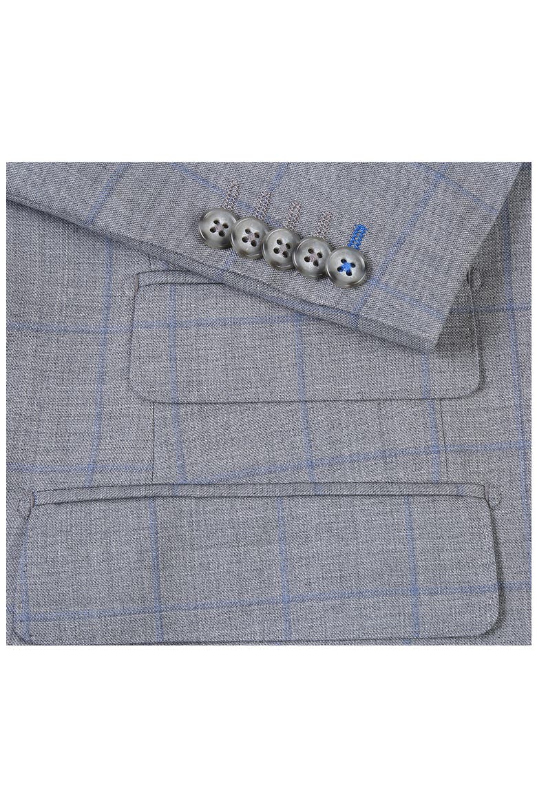 Plaid Trim Fit Wool Blend Two-Piece Suit, Alternate, color, GRAY