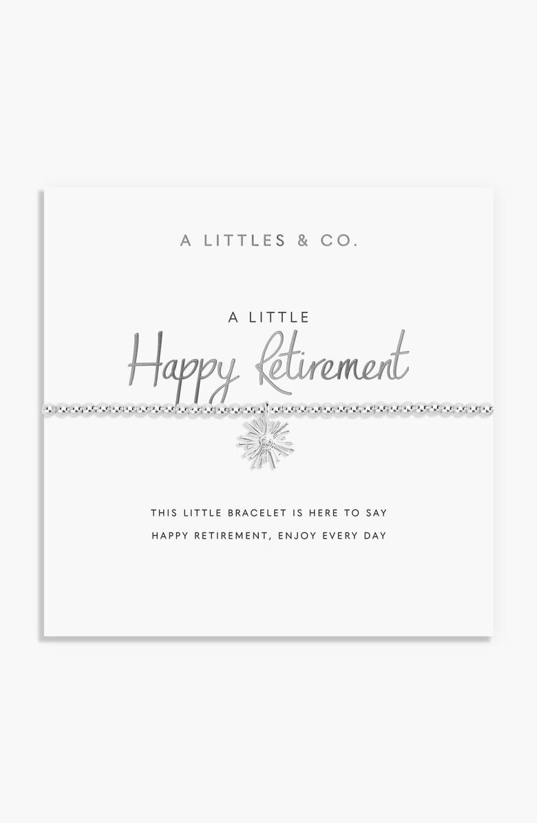 A Littles & Co A Little 'Happy Retirement' Bracelet, Main, color, Metallic Silver