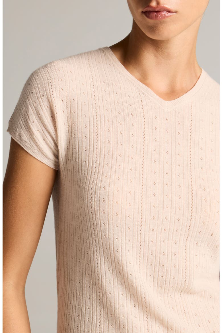 Pointelle V-Neck Sweater, Alternate, color, BLUSH CLOUD