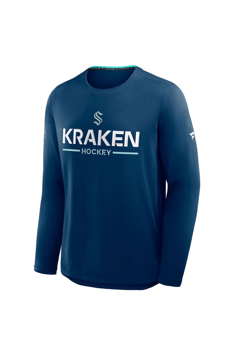 Men's Fanatics Navy Seattle Kraken Authentic Pro Rink Tech Long Sleeve T-Shirt, Alternate, color, Navy