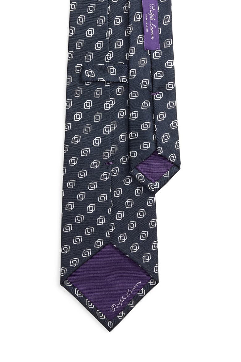 Linked Cubes Silk Twill Tie, Alternate, color, NAVY