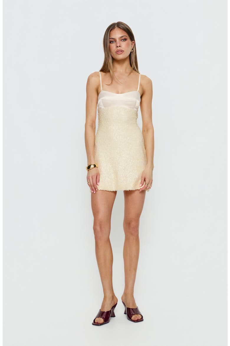 Alishia Satin & Sequin Corset Minidress, Alternate, color, BUTTER