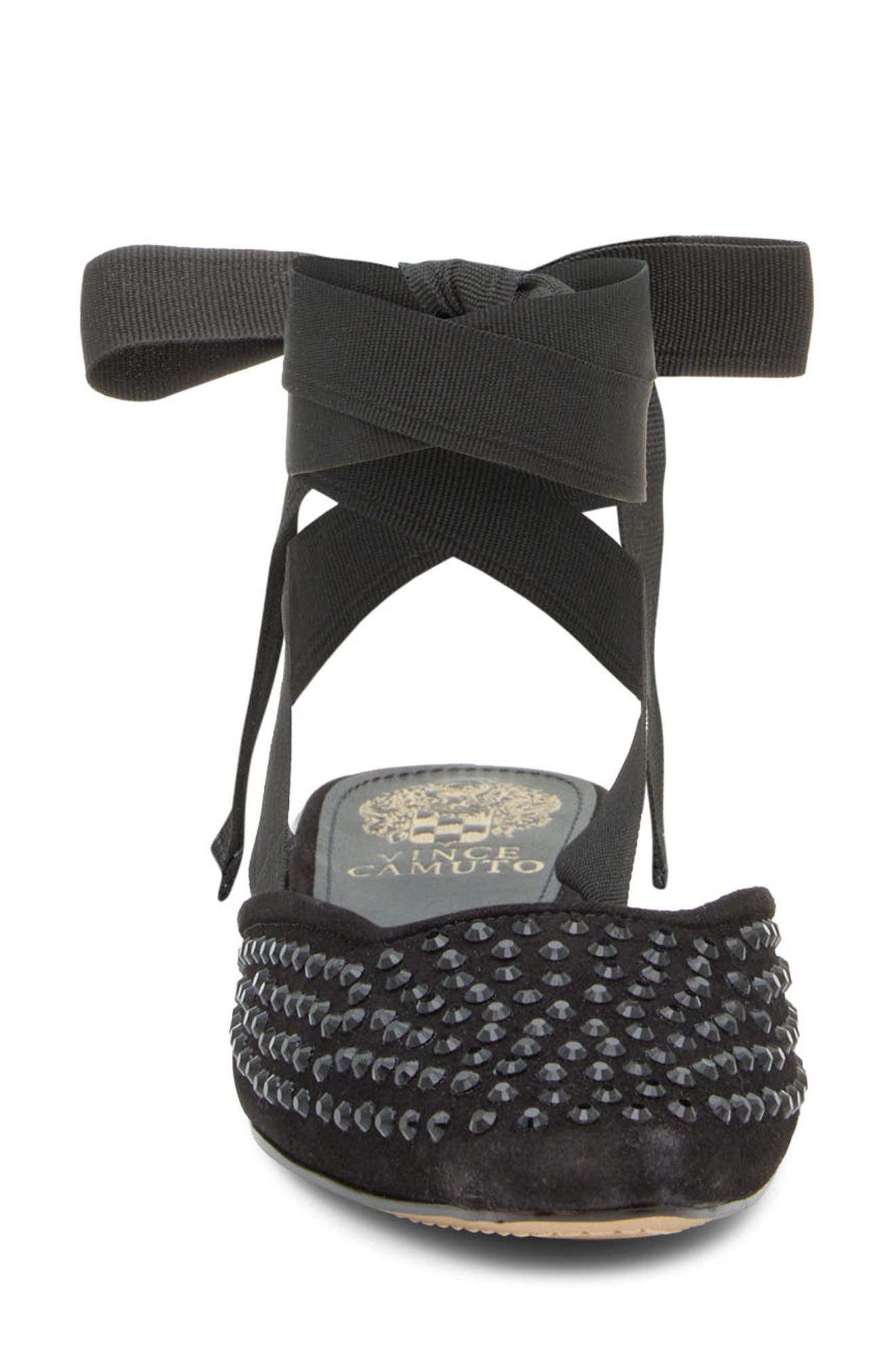 Vince Camuto Kayla Bow Ankle Strap Sandal, Alternate, color, Black