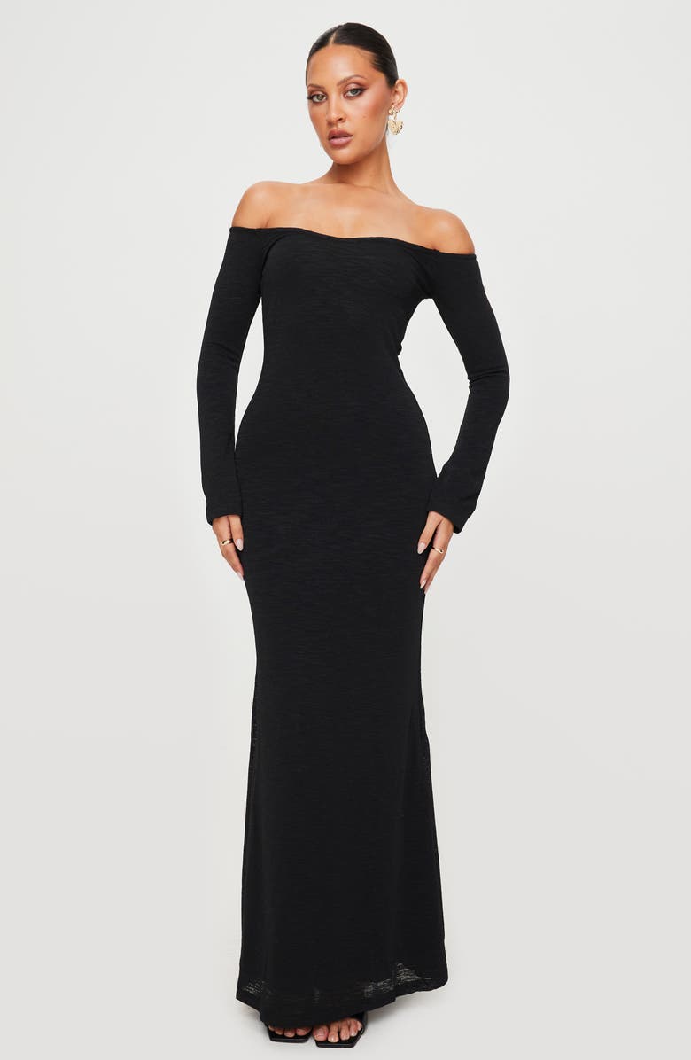 Princess Polly Korey Off the Shoulder Long Sleeve Maxi Dress, Alternate, color, 