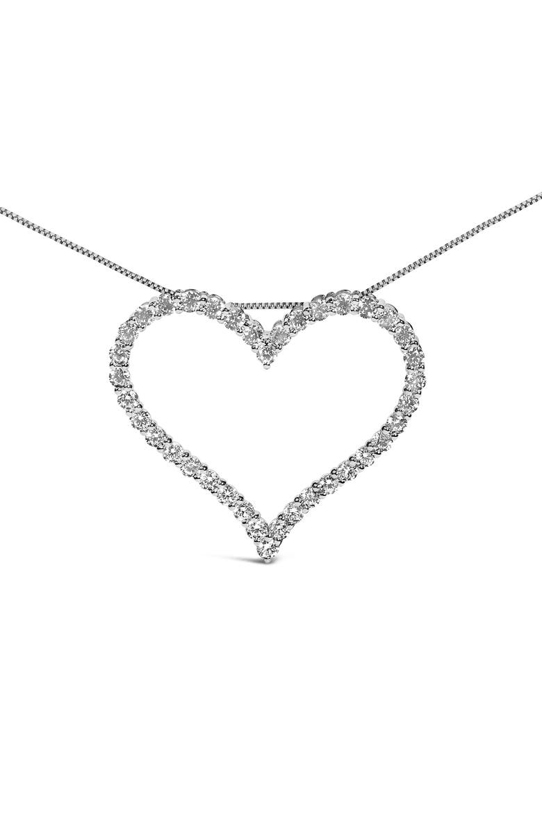 14K White Gold 3.0 Cttw Lab Grown Diamond Open Heart Pendant Necklace, Alternate, color, White Gold