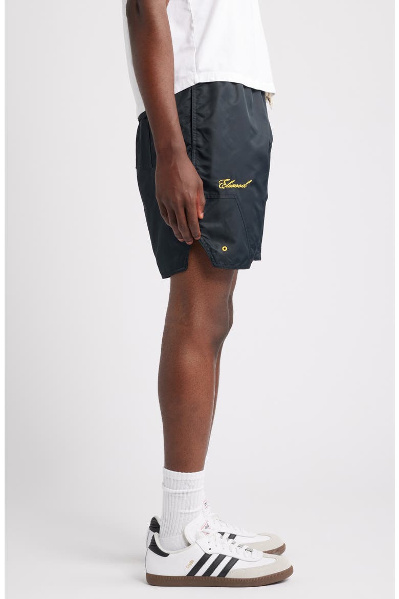 Olympic Embroidered Logo Nylon Shorts, Alternate, color, COAL