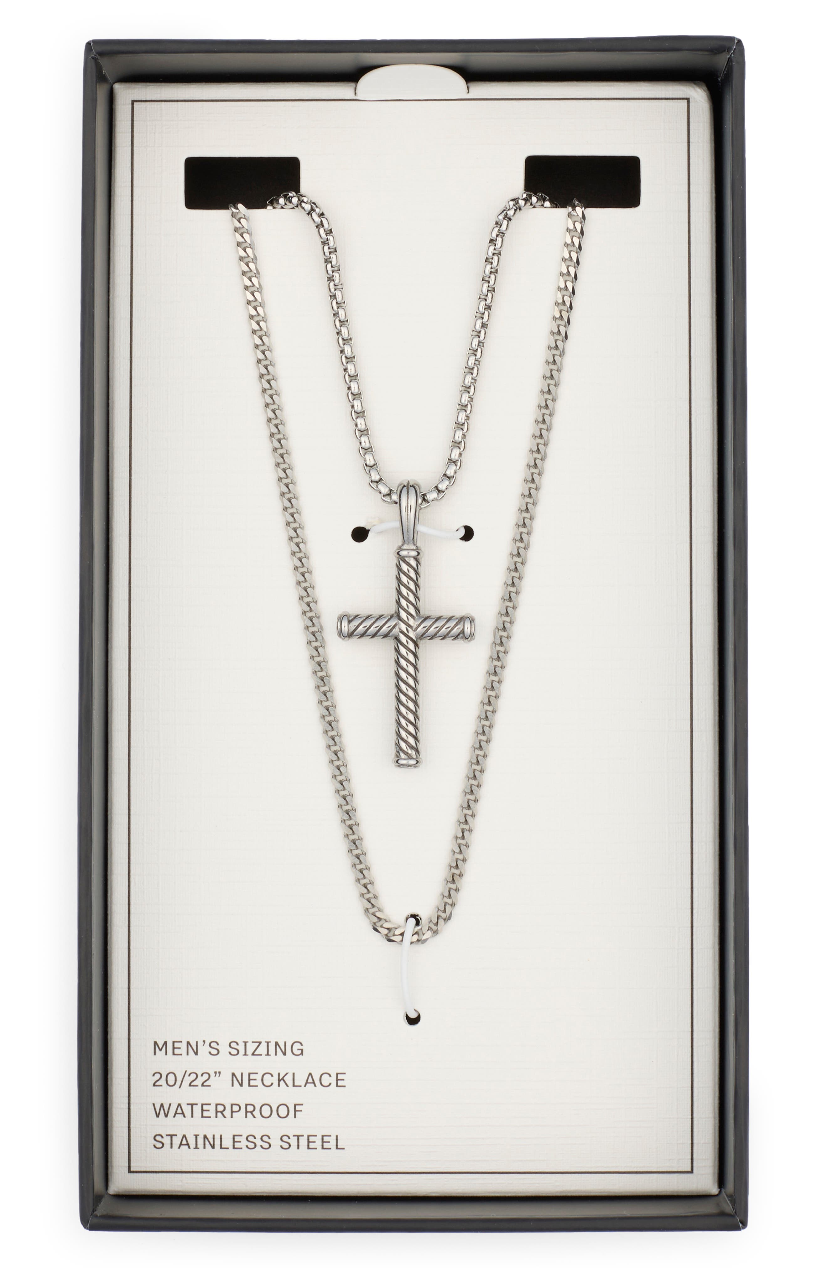 NORDSTROM RACK Men's Stainless Steel Layered Cross Pendant Necklace