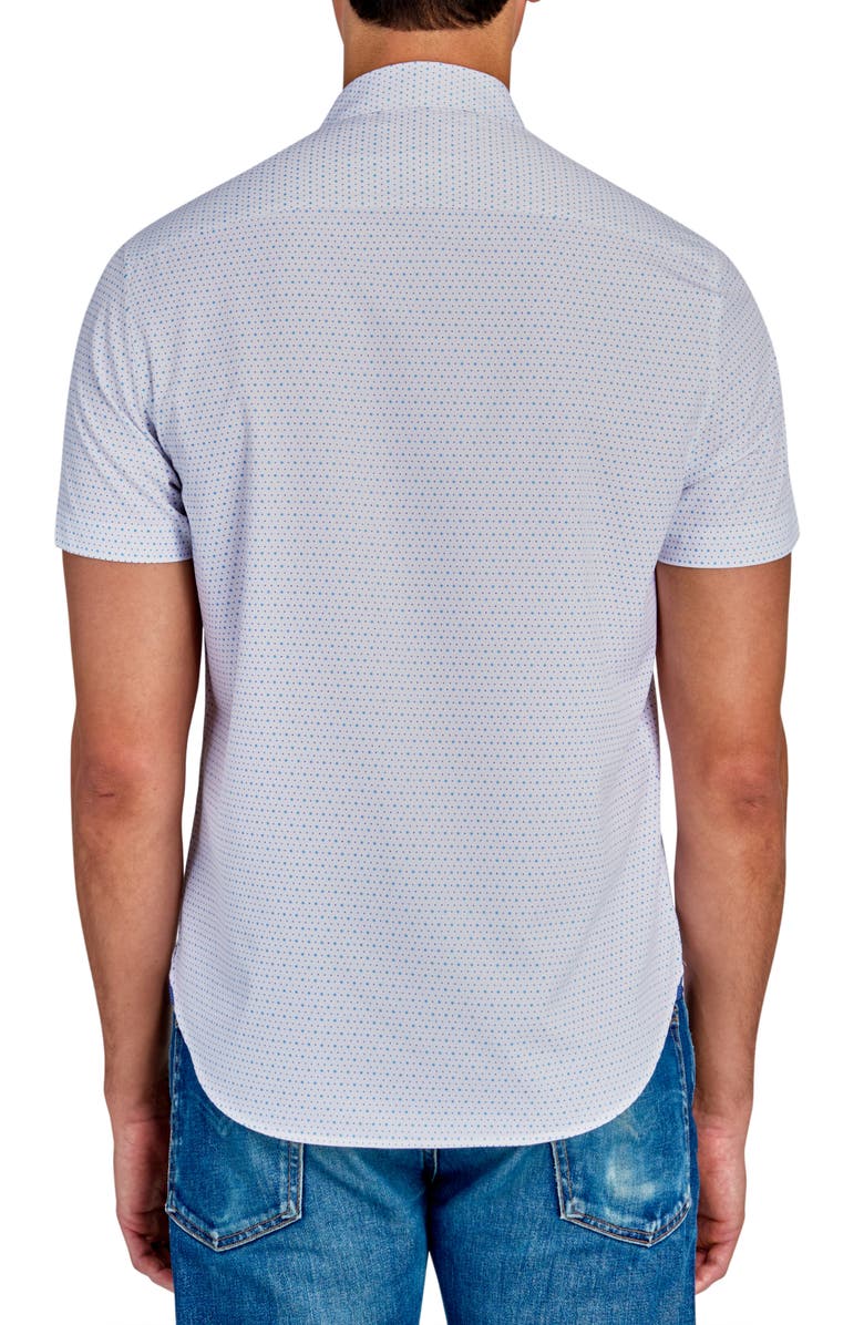 CONSTRUCT Slim Fit Microdot Short Sleeve 4-Way Stretch Performance Button-Down Shirt, Alternate, color, White