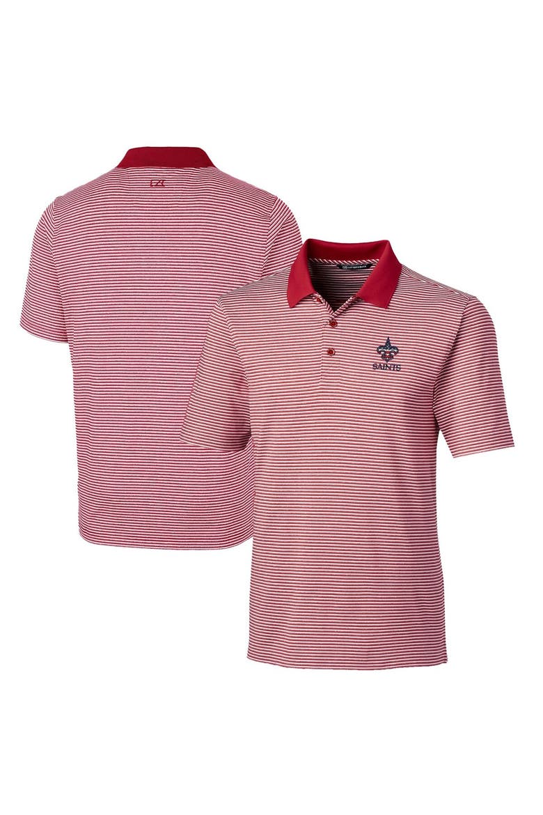 Men's Cutter & Buck Cardinal New Orleans Saints Team Forge Tonal Stripe Stretch Polo, Alternate, color, Cardinal
