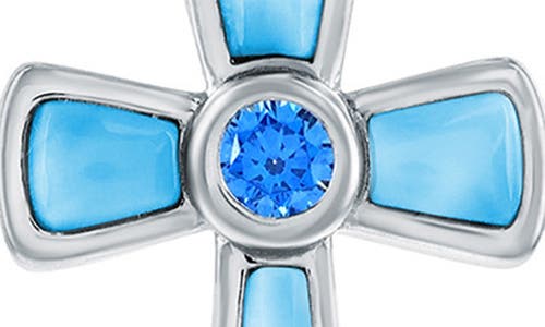 Simona Larimar & Cubic Zirconia Cross Pendant Necklace In Silver