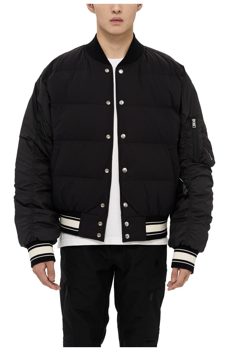 AlphaStyle Hamden Mens Reversible Down Varsity Jacket, Alternate, color, Black