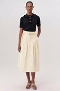 Exquise Nathalie High Waisted Pleated Midi Skirt