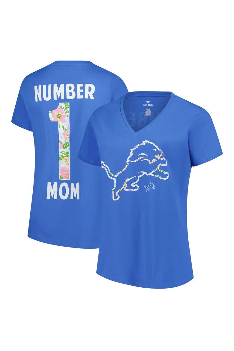 Women's Fanatics  Blue Detroit Lions Plus Size Mother's Day Floral V-Neck T-Shirt, Alternate, color, Blue