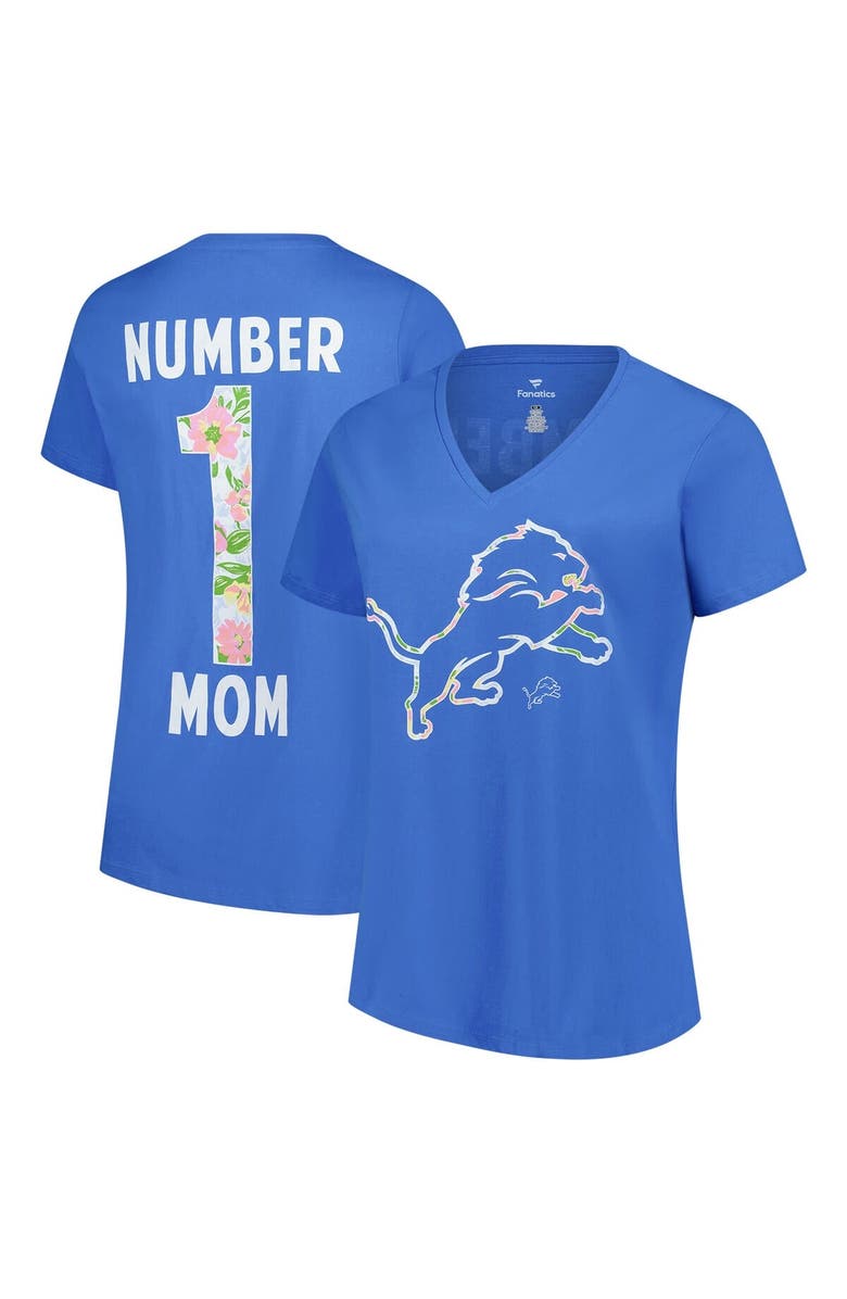 FANATICS Women's Fanatics  Blue Detroit Lions Plus Size Mother's Day Floral V-Neck T-Shirt, Alternate, color, Blue