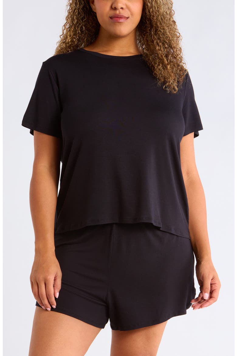 Jersey Shortie Pajamas, Main, color, BLACK