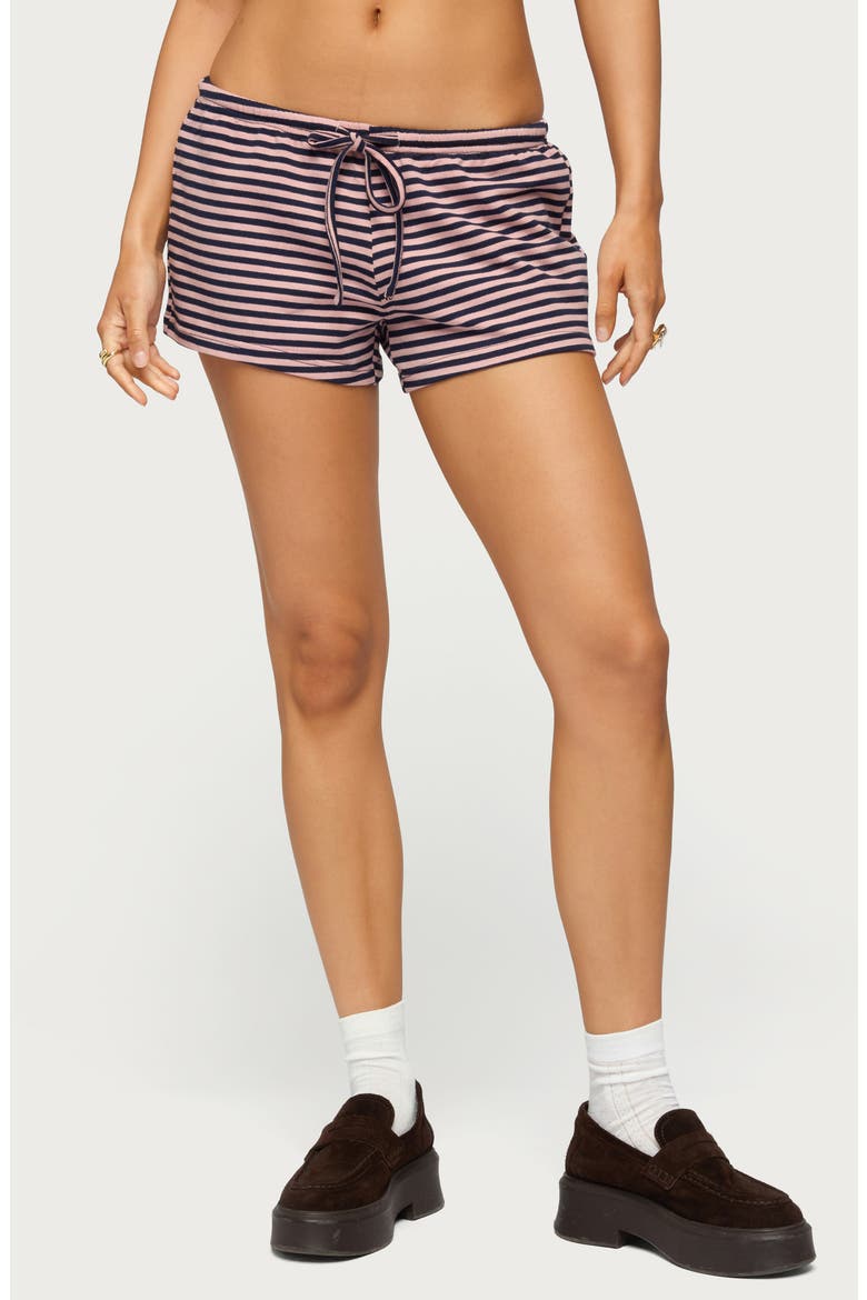Jainee Stripe Drawstring Shorts, Main, color, NAVY-AND-PINK
