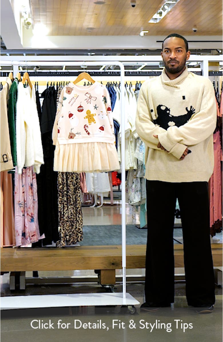 Kids' Christmas Print Mixed Media Long Sleeve Sweatshirt Dress, sales video thumbnail